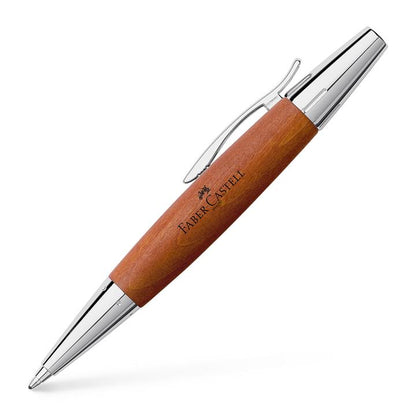 Faber-Castell E-Motion Brown Wood And Polished Chrome Ballpoint