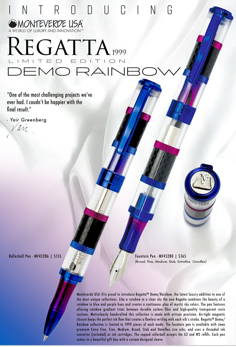 Monteverde Regatta Demo Rainbow Carbon Fiber Limited Edition Fountain Pen