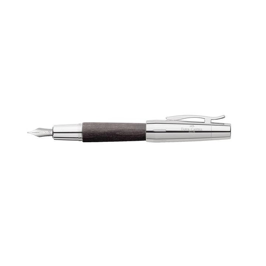 Faber-Castell E-Motion Black Wood And Polished Chrome Fountain Pen