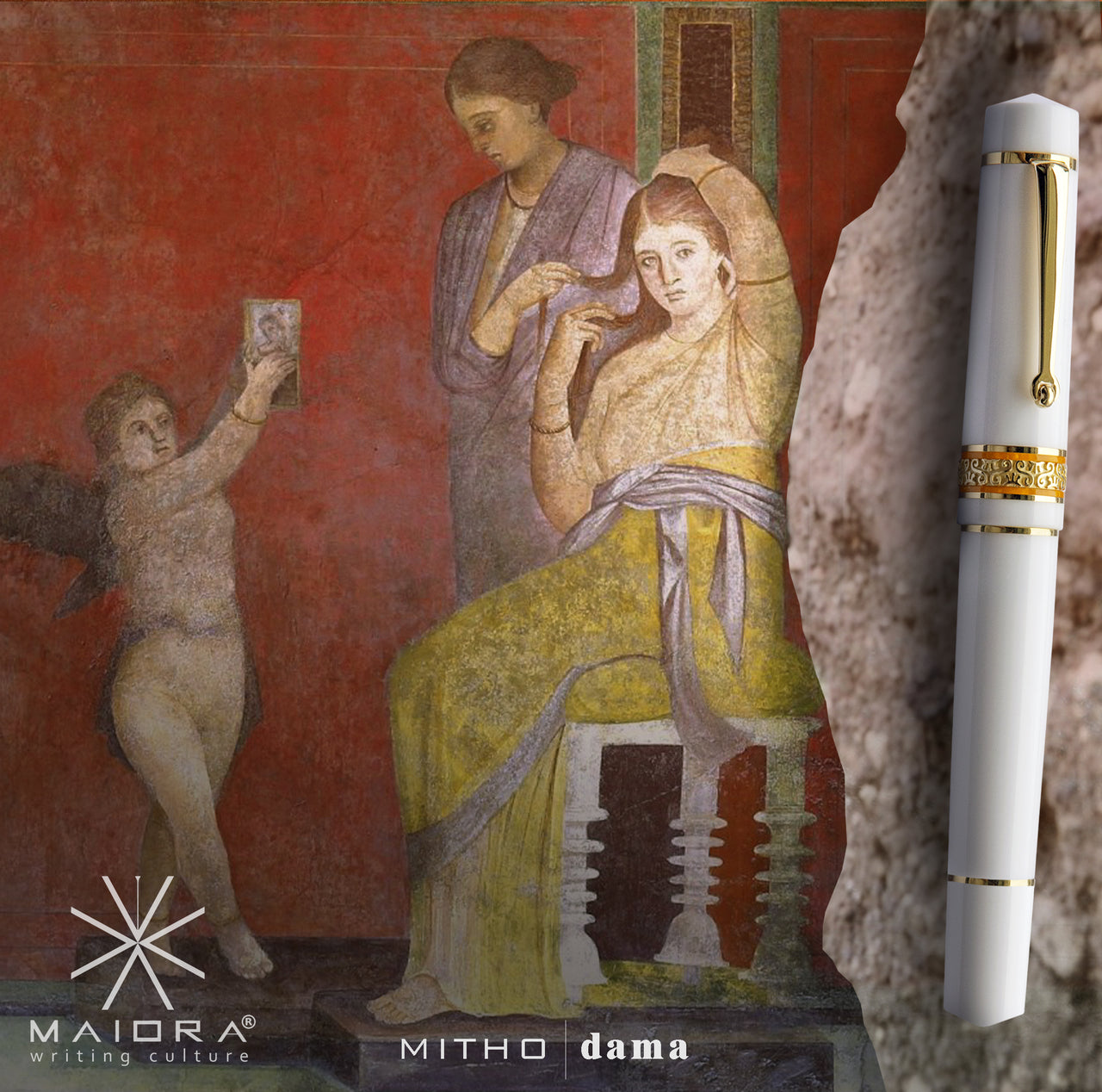 Maiora Mytho Dama Mirror Solid White Fountain Pen