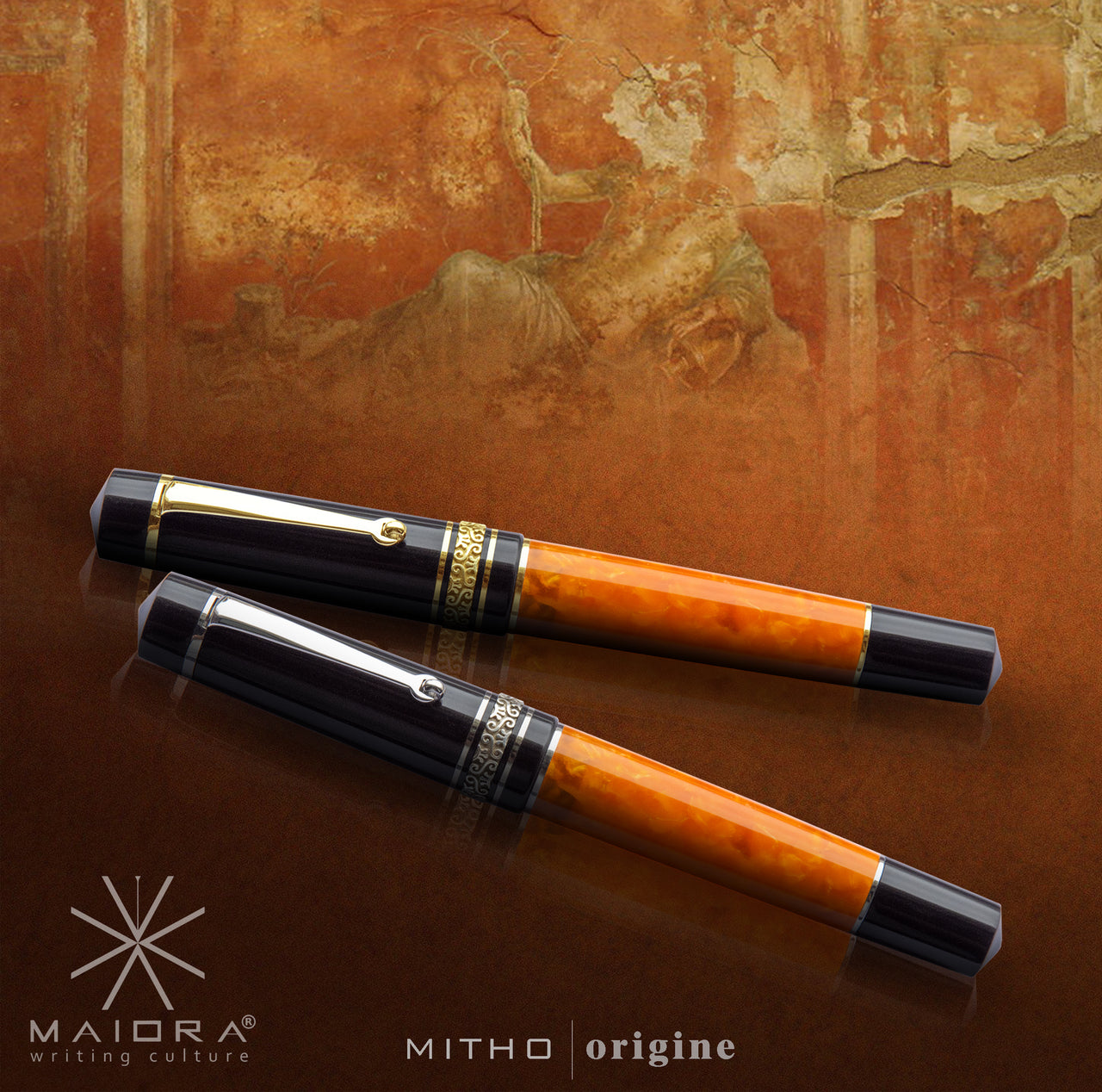 Maiora Mytho Origine Black And Orange Fountain Pen