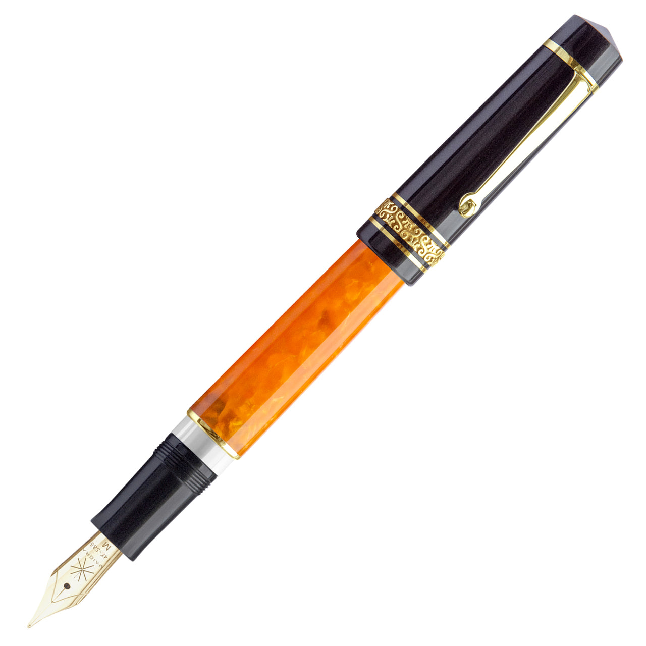 Maiora Mytho Origine Black And Orange 14k Gold Nib Fountain Pen