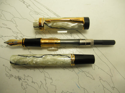 Parker Duofold International Pearl and Black Fountain Pen 