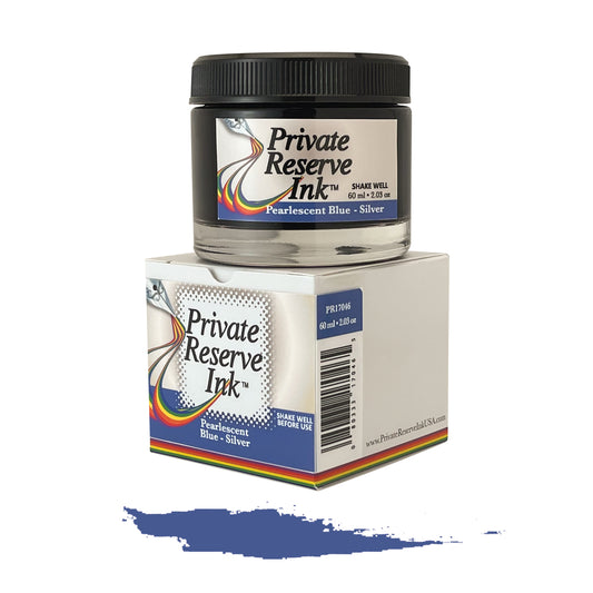 Private Reserve Pearlescent Bottled Ink Blue-Silver