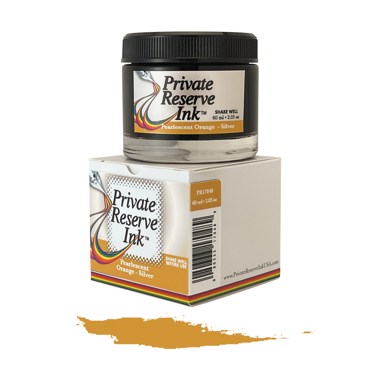 Private Reserve Pearlescent Bottled Ink Orange-Silver