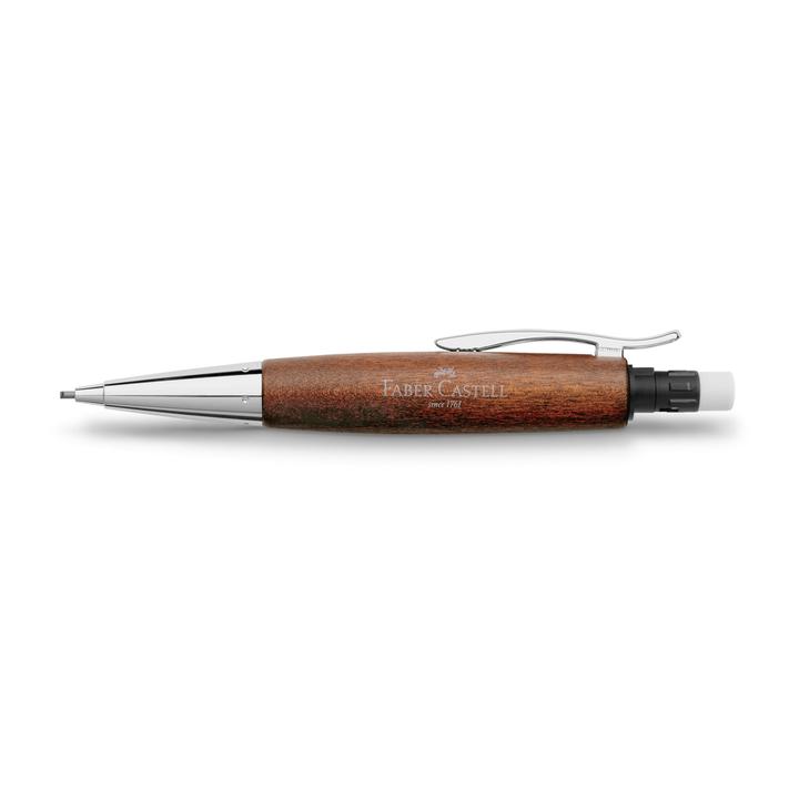 Faber-Castell E-Motion Brown Wood And Polished Chrome Mechanical Pencil