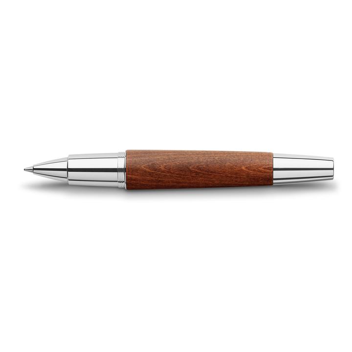 Faber-Castell E-Motion Brown Wood And Polished Chrome Rollerball