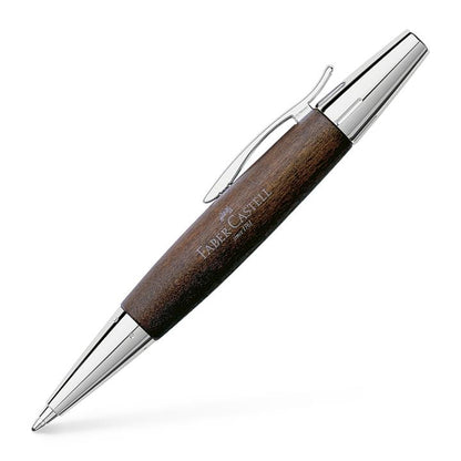 Faber-Castell E-Motion Dark Brown Wood And Polished Chrome Ballpoint