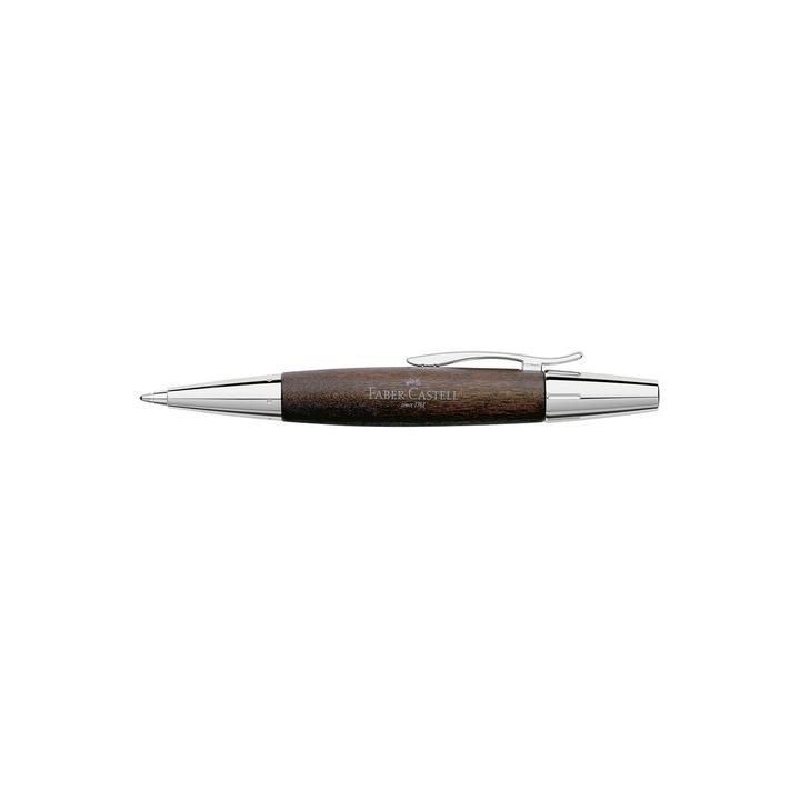 Faber-Castell E-Motion Dark Brown Wood And Polished Chrome Ballpoint