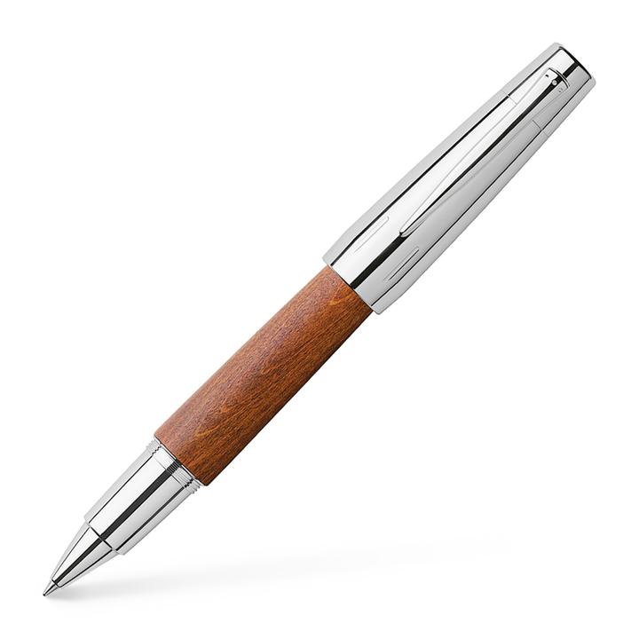 Faber-Castell E-Motion Brown Wood And Polished Chrome Rollerball